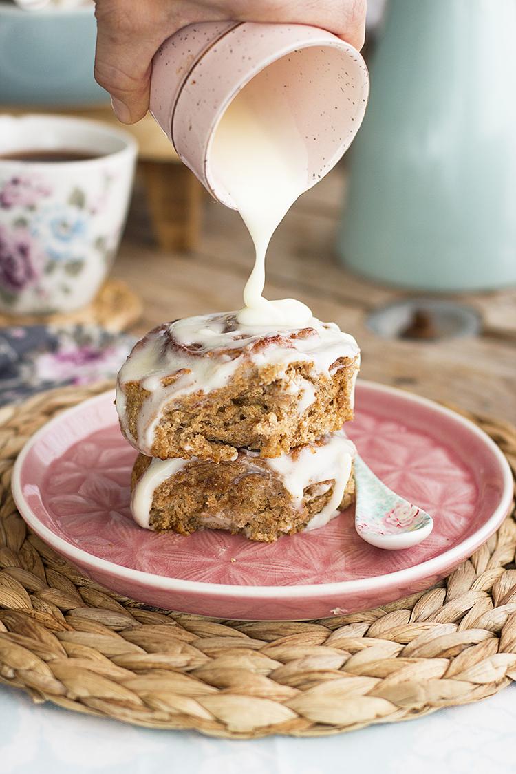 Cinnamon Rolls Saludables con harina integral y deliciosos