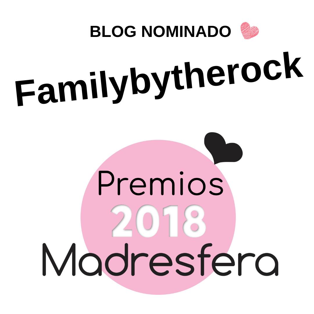 Cartel anunciando el blog nominado de los premios madresfera familybytherock