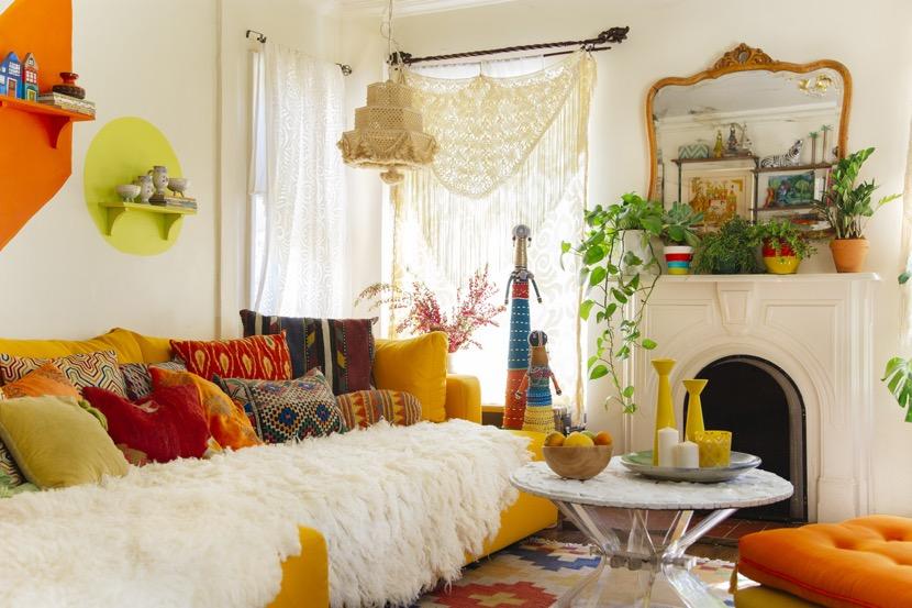 estilo boho creativo en el salon