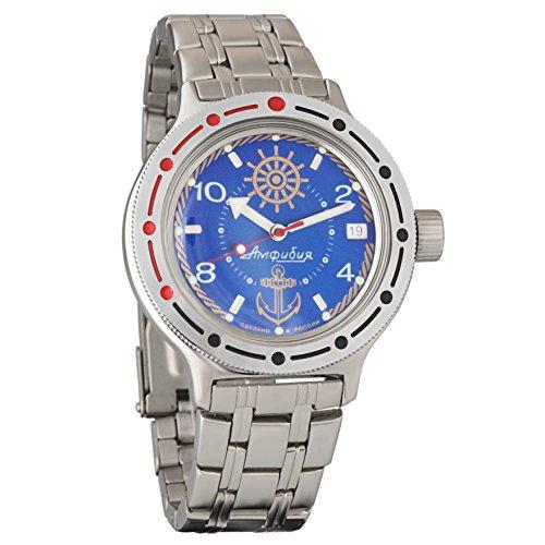 Vostok Amphibian 420374 Ruso Militar reloj 2416b 200 m auto azul marino