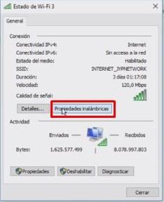 configurar propiedades inalámbricas
