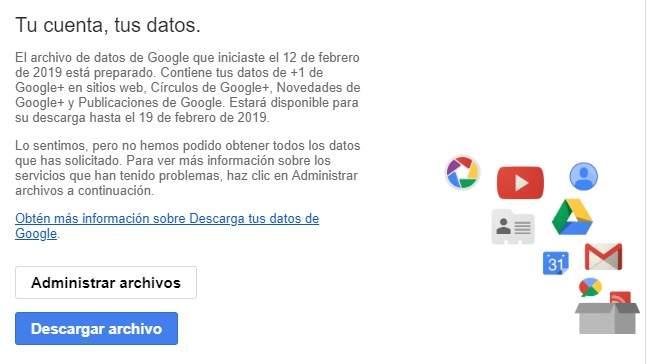 como descargar una copia de seguridad de Google Plus con todas las fotos contactos publicaciones +1 circulos y comunidades