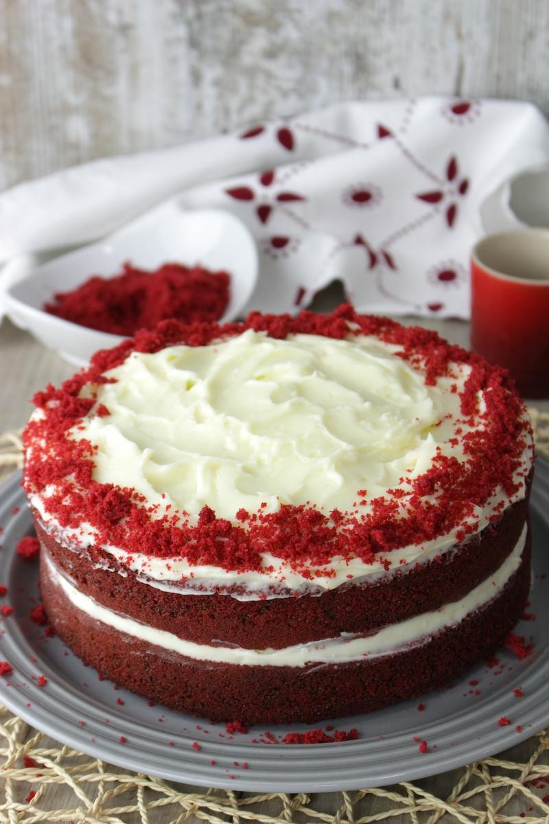 Tarta red velvet sin lactosa o tarta terciopelo rojo