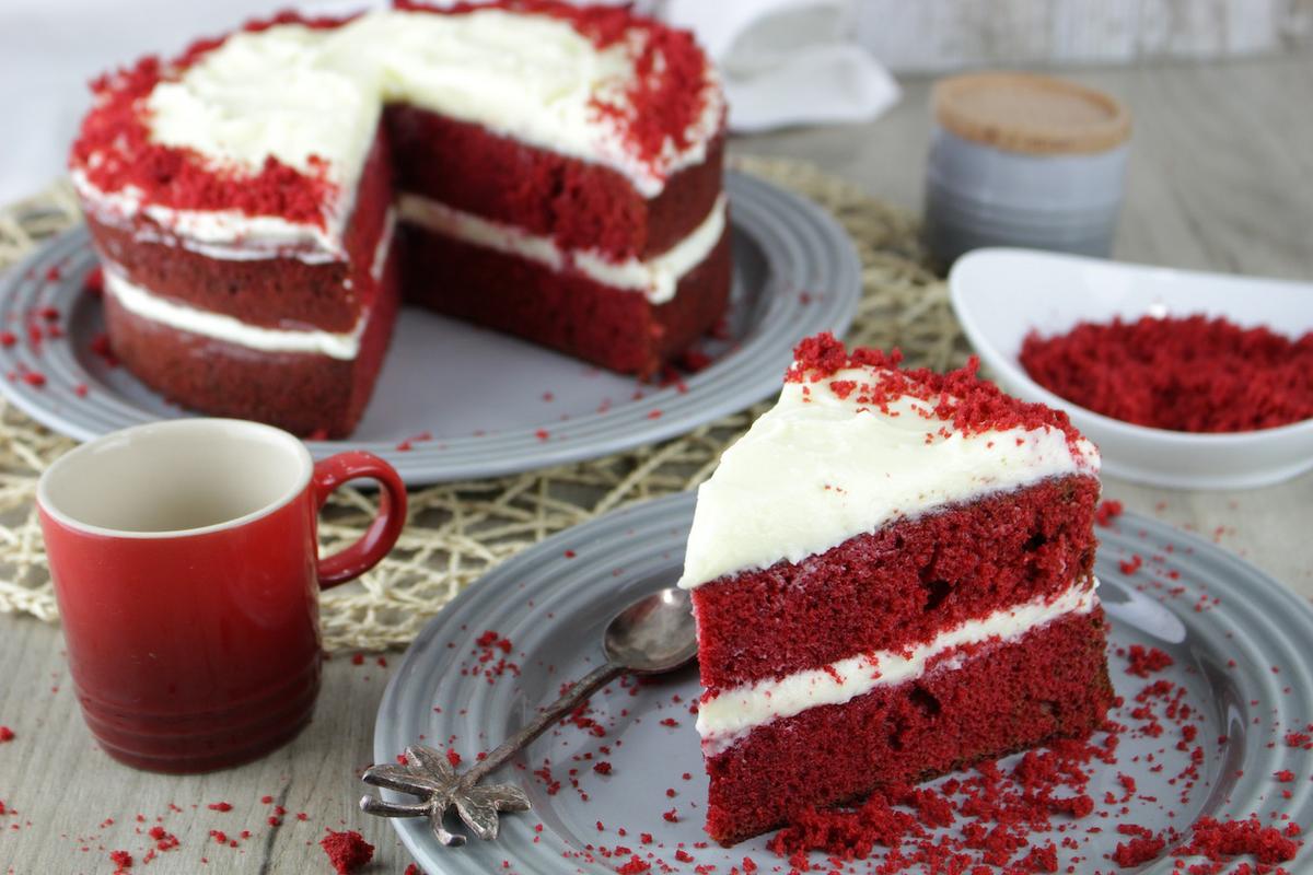 Tarta red velvet sin lactosa o tarta terciopelo rojo