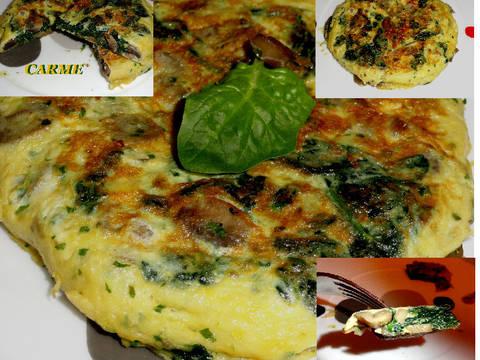 Foto del paso 6 de la receta Tortilla de espinacas y champiñones 