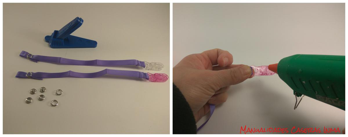 Manualidades Caseras Inma_ Chupetero fallero niña_como pegar la pinza 