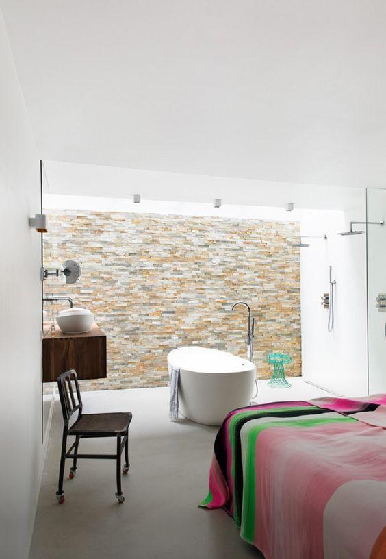 decoralinks | bathroom detail open to the bedroom - house in AMsterdam