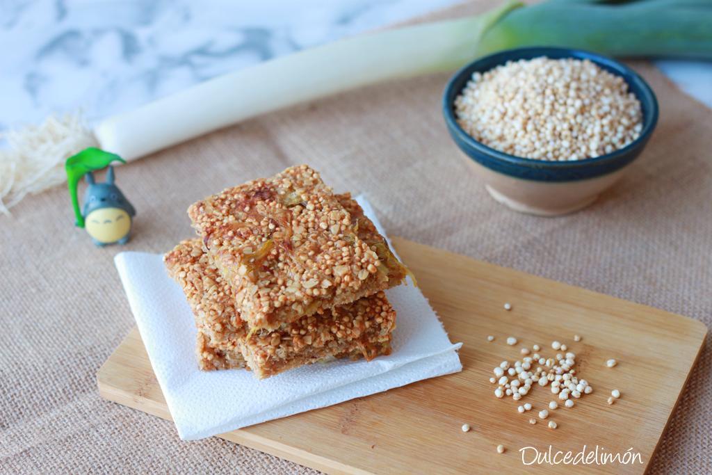 Barritas de puerro con cheddar y quinoa