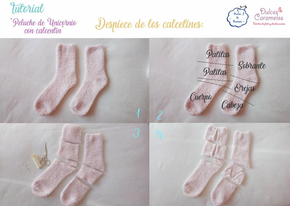 despiece calcetin tutorial unicornio 