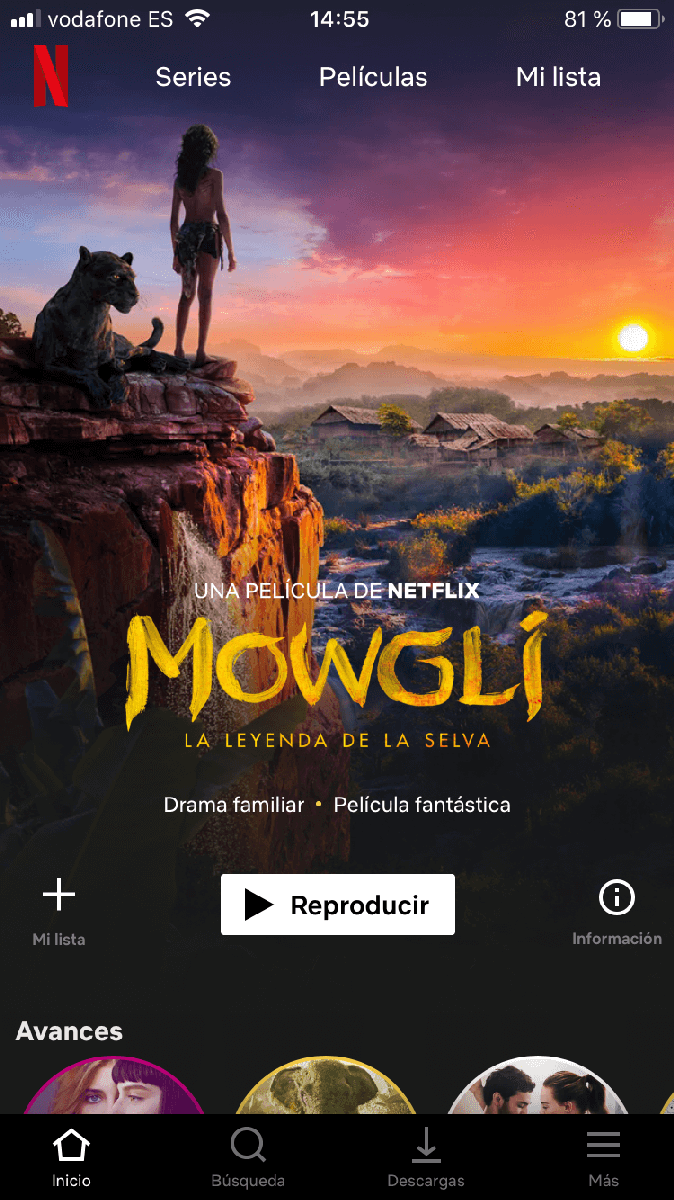 pantalla principal de netlfix
