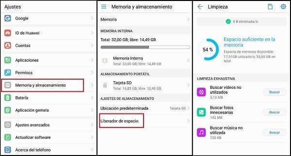 como liberar espacio en celular