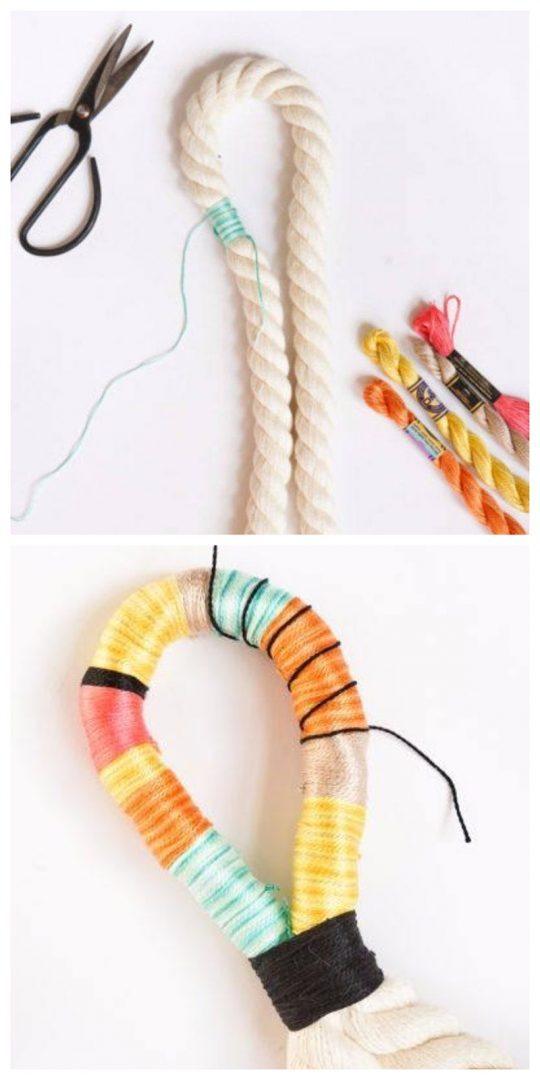 DIY | Arcoiris y colgador de puerta con hilo y cuerda - El blog de Laucreativa