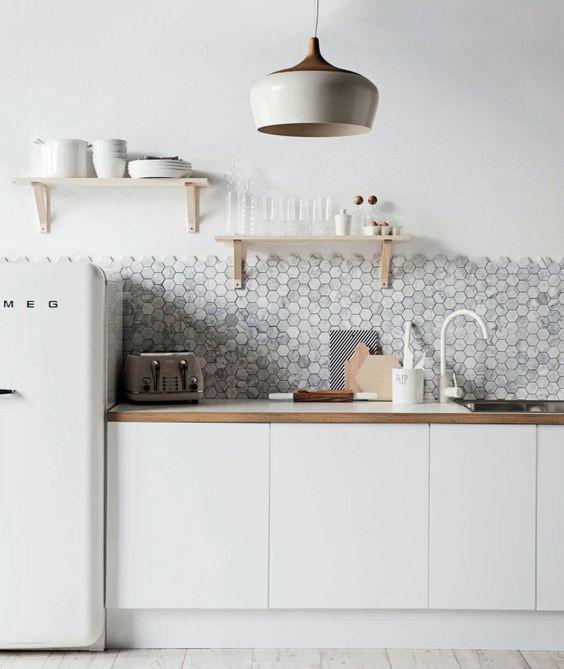 azulejos hexagonales en cocinas