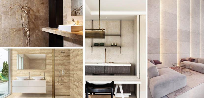 Paredes interiores de travertino