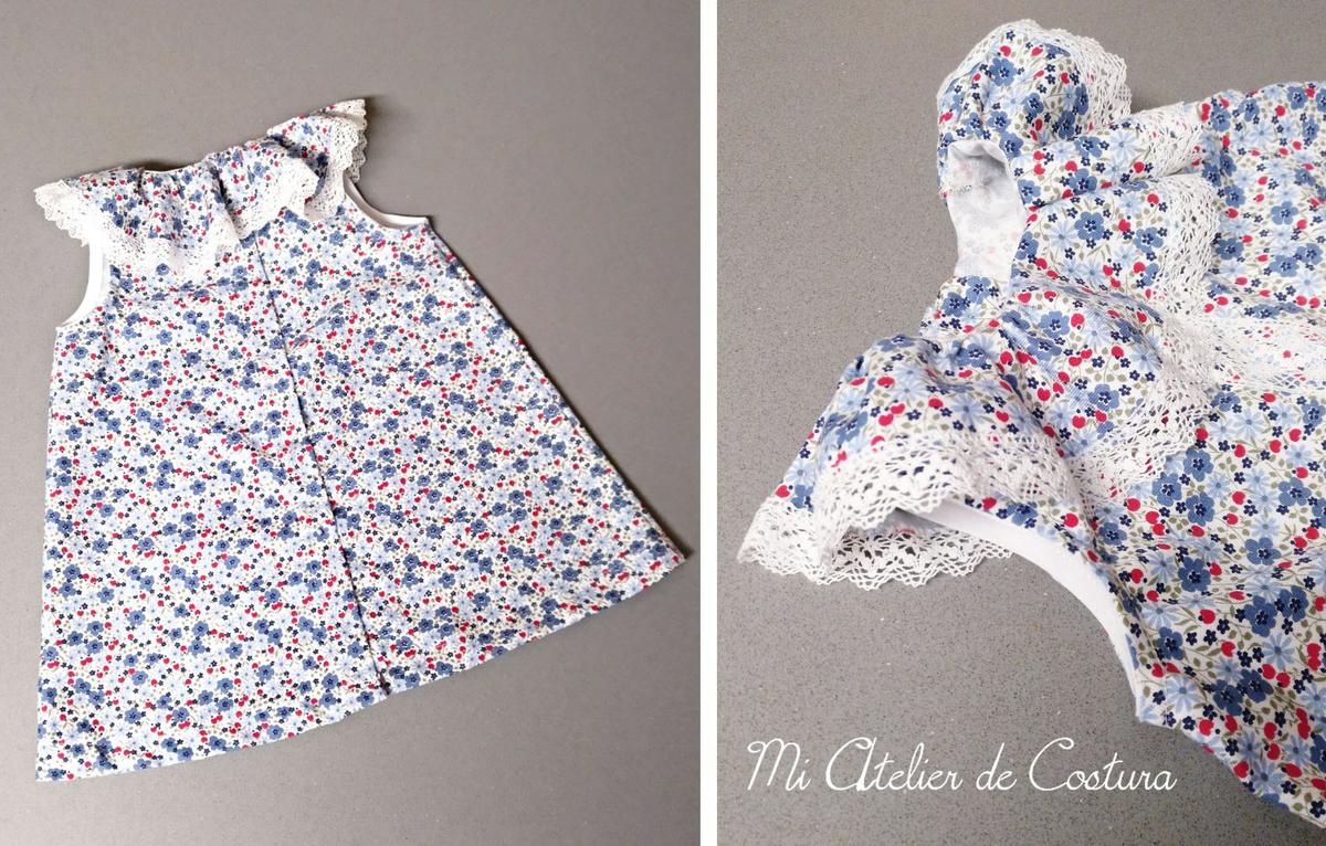 vestido trapecio con volante niña