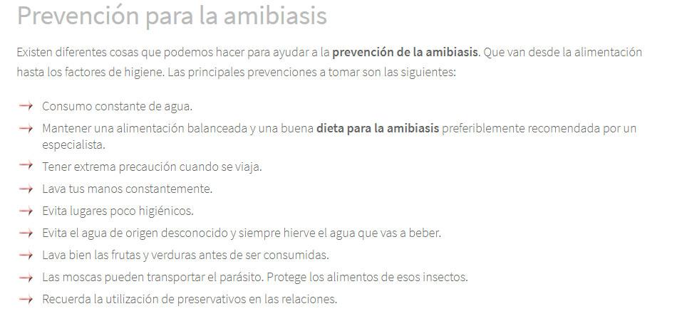 prevención de la amibiasis