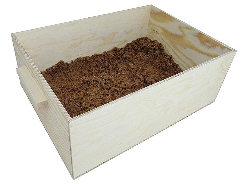 Caja de arena para que excaven los conejos