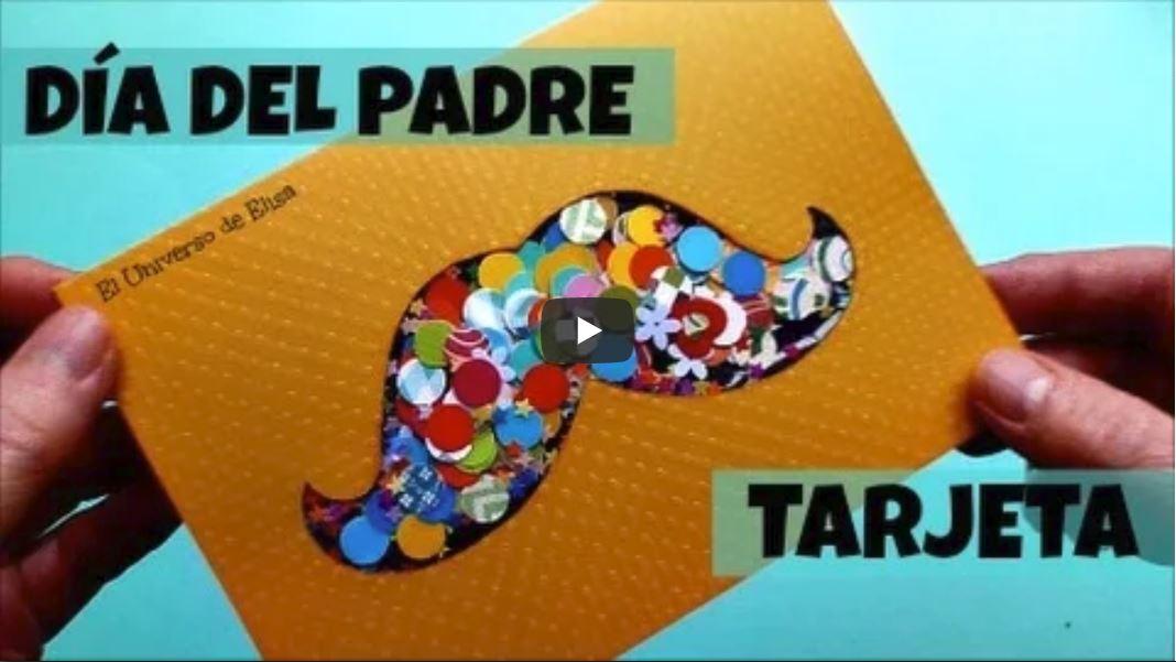 Tarjeta con bigote y confeti para el día del padre