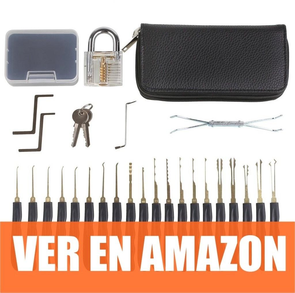FixKit - Set De 24 Piezas De Ganzúas Y Candado Transparente