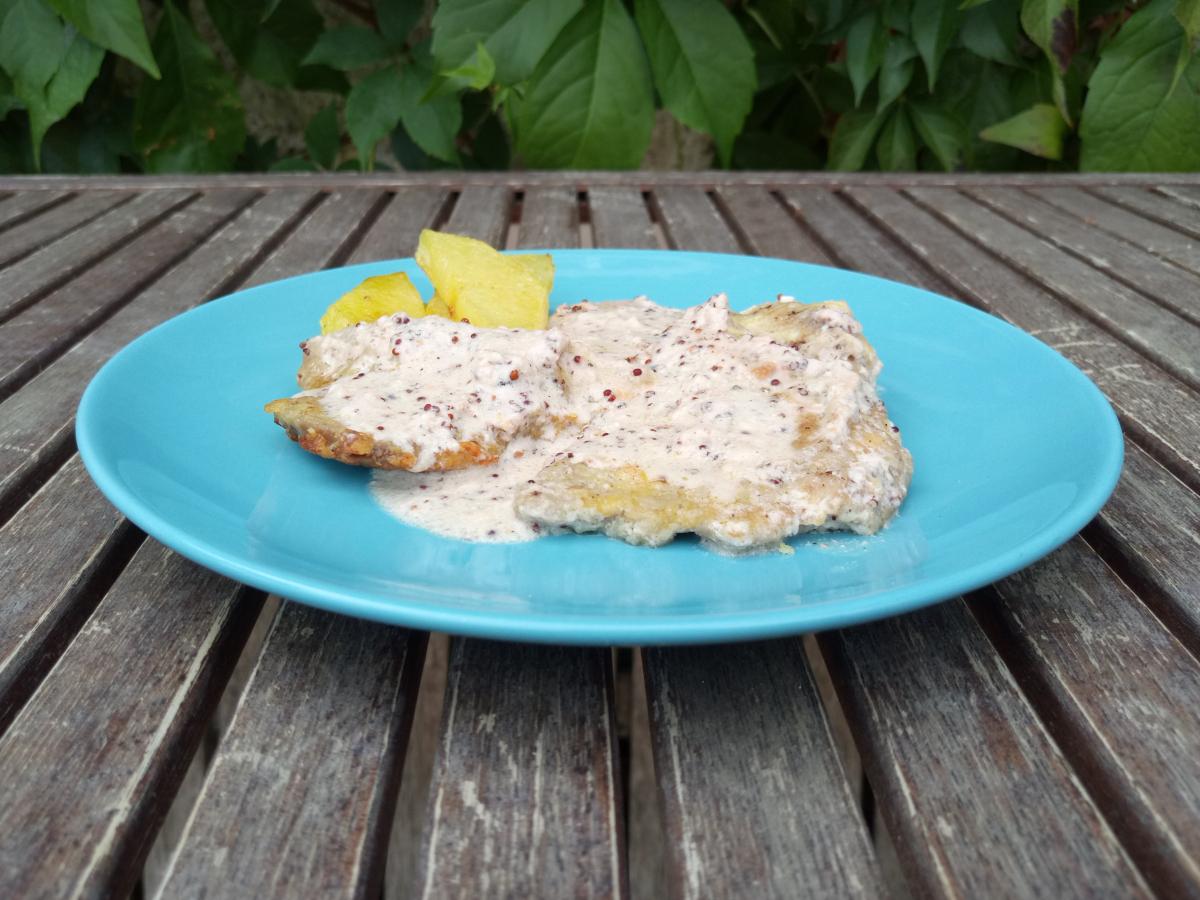 escalopines de ternera en crock pot - pan uvas y queso