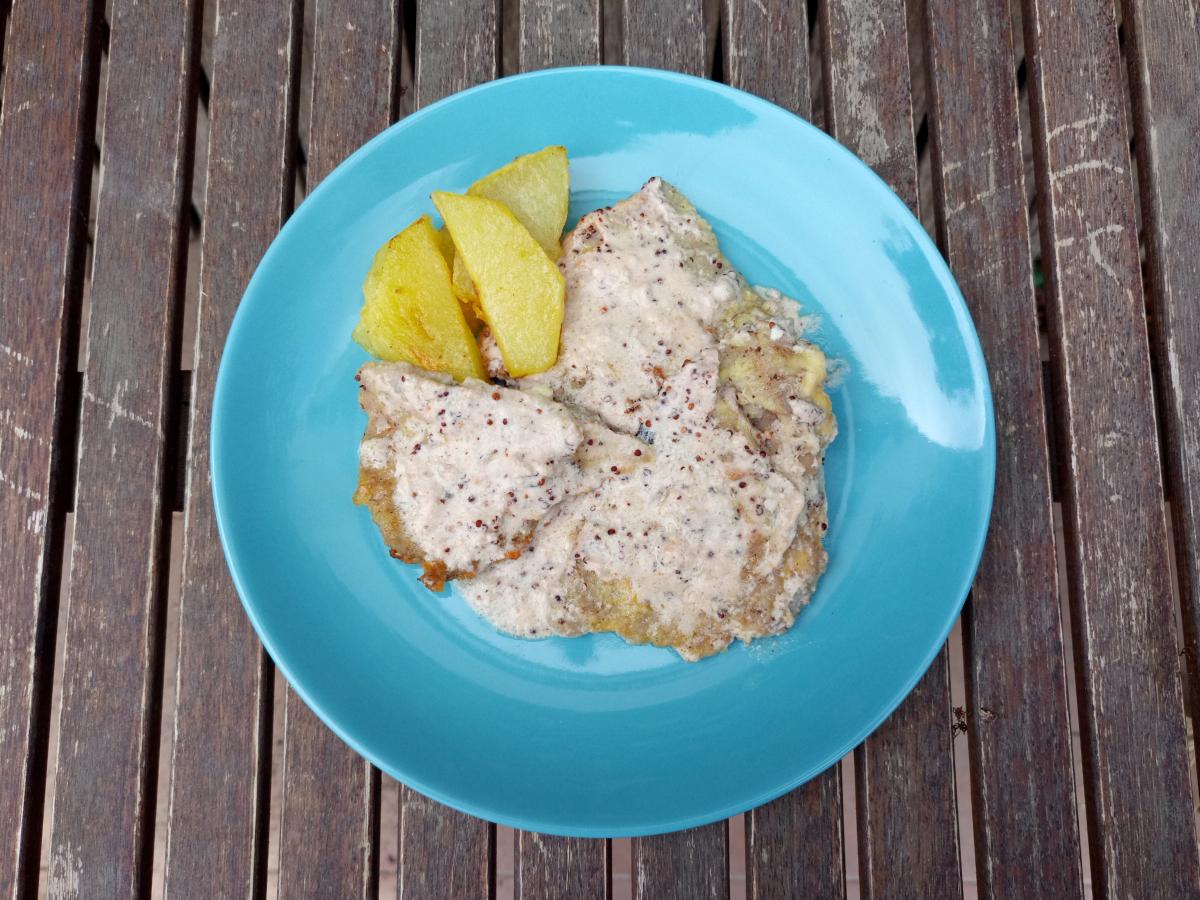 escalopines de ternera en crock pot - pan uvas y queso