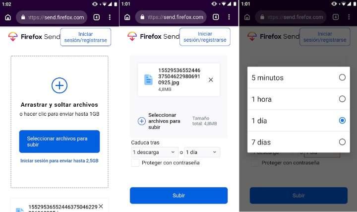 Compartir archivos de hasta 2.5GB de forma anonima y con encriptación de extremo a extremo y fecha de caducidad