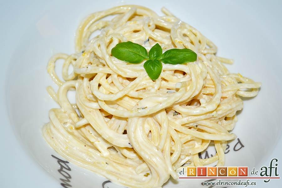 Espaguetis al limón, sugerencia de presentación