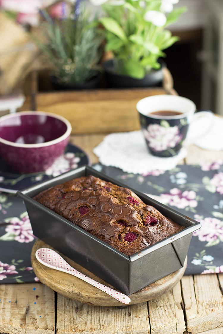 Plum Cake de Frambuesa y Chocolate super sano y delicioso