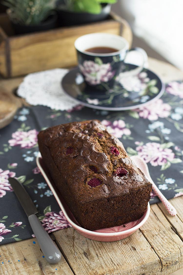 Plum Cake de Frambuesa y Chocolate super sano y delicioso