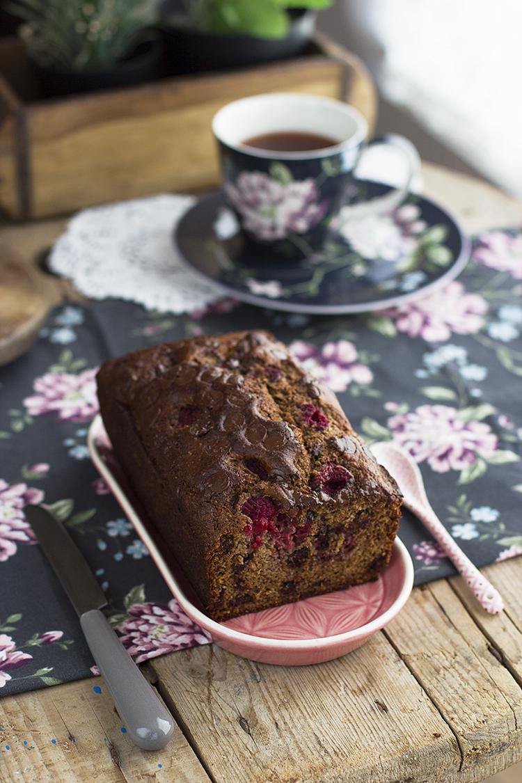 Plum Cake de Frambuesa y Chocolate super sano y delicioso