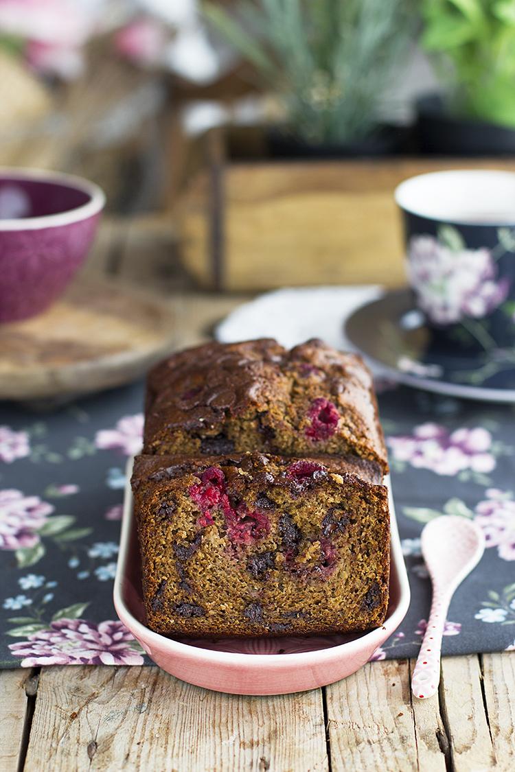 Plum Cake de Frambuesa y Chocolate super sano y delicioso