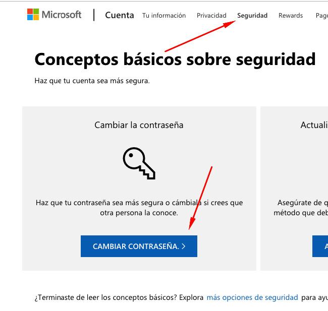 cambiar contraseña hotmail outlook