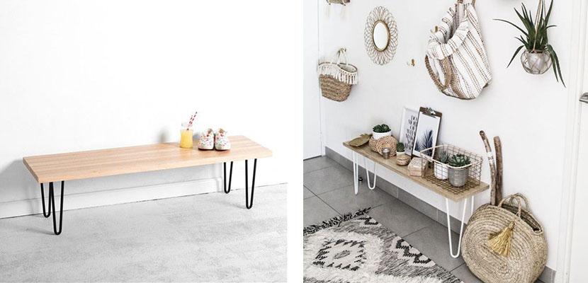 Banco con patas de metal