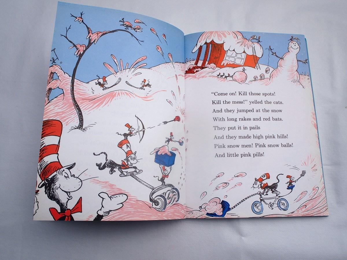 Todos fuera en la nieve manchada, the cat in the hat de dr seuss