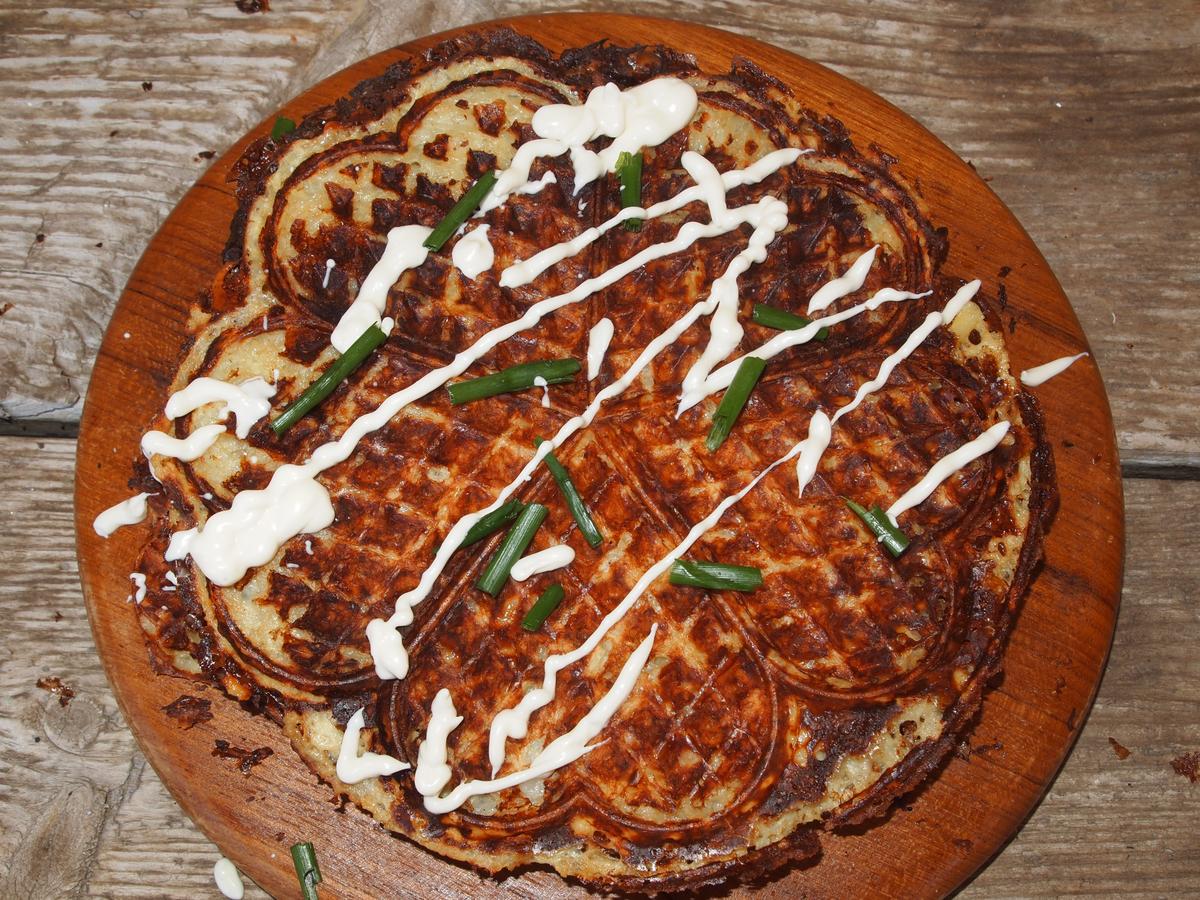 Gofres salados de patata y queso