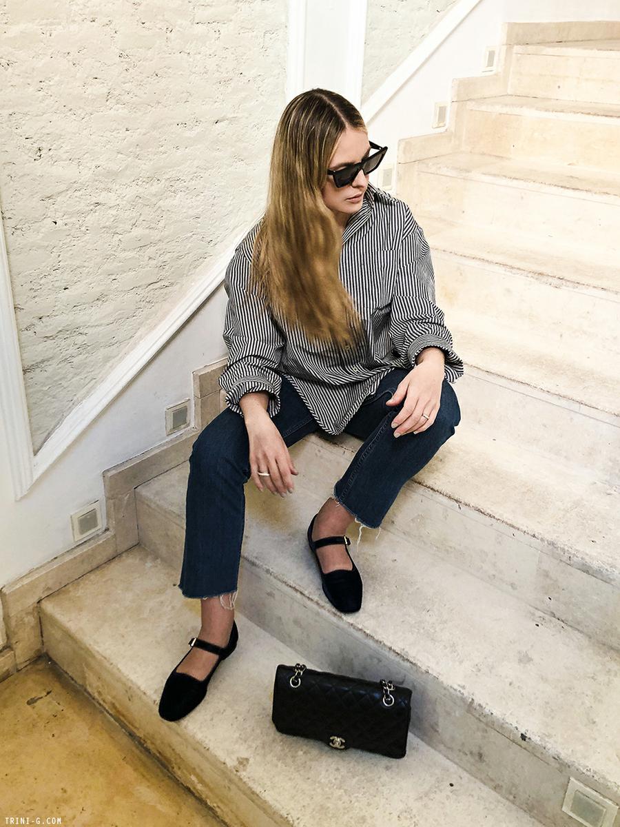 Trini | Levis 501 jeans Balenciaga striped shirt