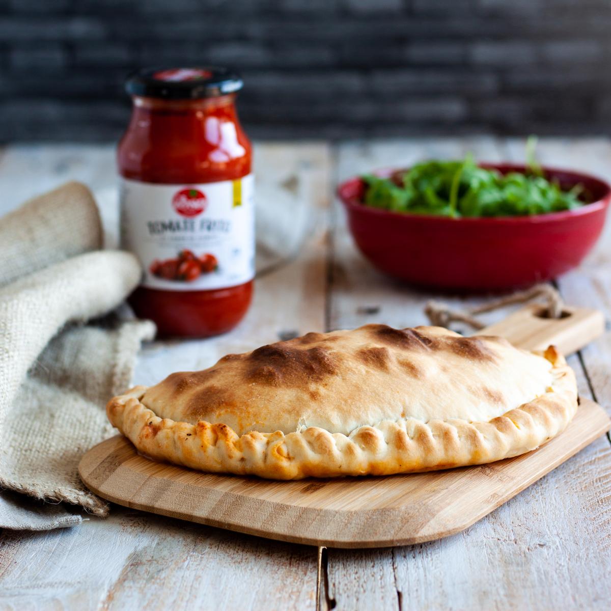 Calzone vegetal con extra de queso