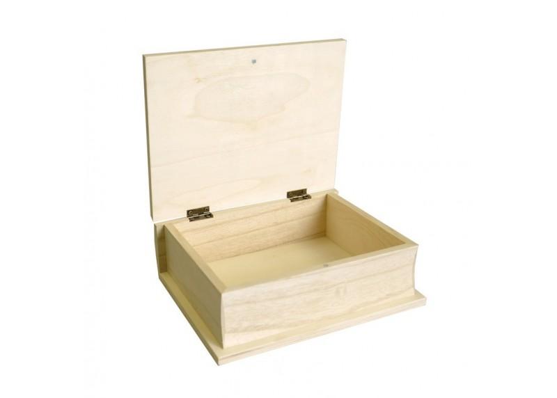 caja de madera con forma de libro para manualidades