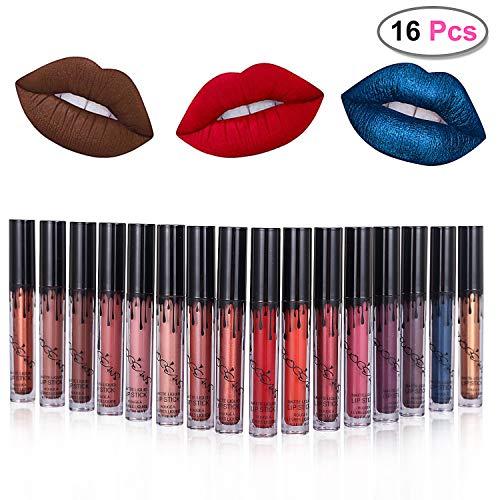 16 colores impermeable mate brillo de labios pintalabios maquillaje líquido Pintalabios belleza brillo de labios, terciopelo mate impermeable lipstick lip gloss