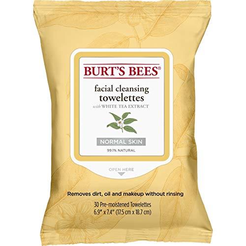 Las abejas de Burt faciales Toallitas de limpieza con extracto de té blanco (paños de limpieza facial con extracto de té blanco), 30 Count