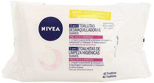 Nivea Toallitas Desmaquilladoras Suaves, Piel Seca y Sensible - 40 Unidades