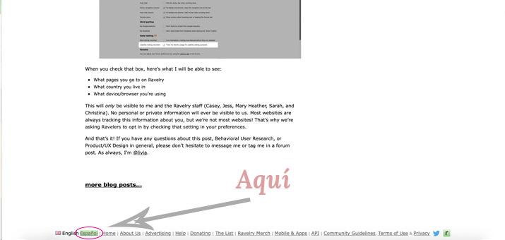 ¿Dónde se pone Ravelry en Español?