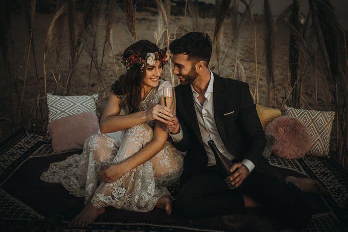 boda bohemia en la playa