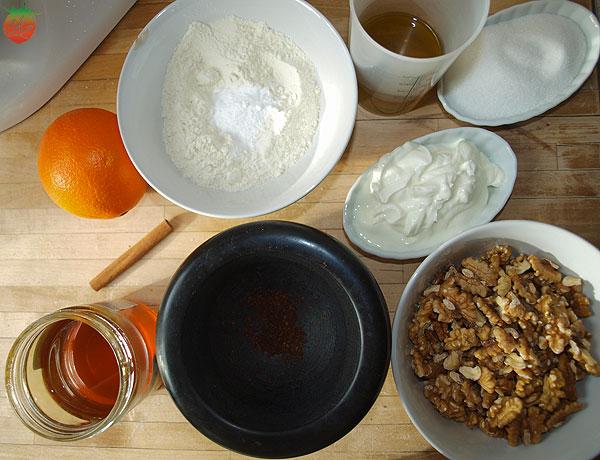 Ingredientes pastel griego de nueces