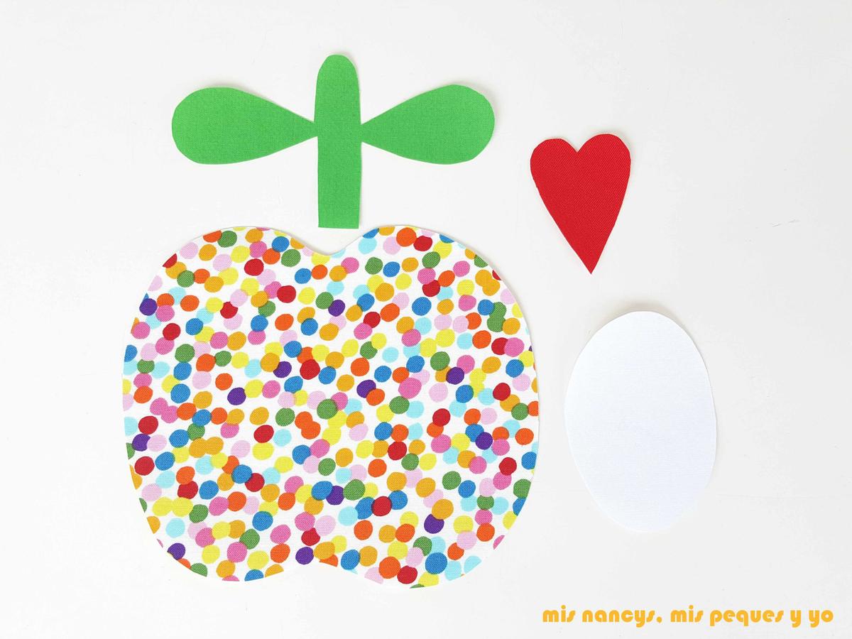 mis nancys, mis peques y yo, tutorial como personalizar camisetas, aplique de manzana, piezas recortadas