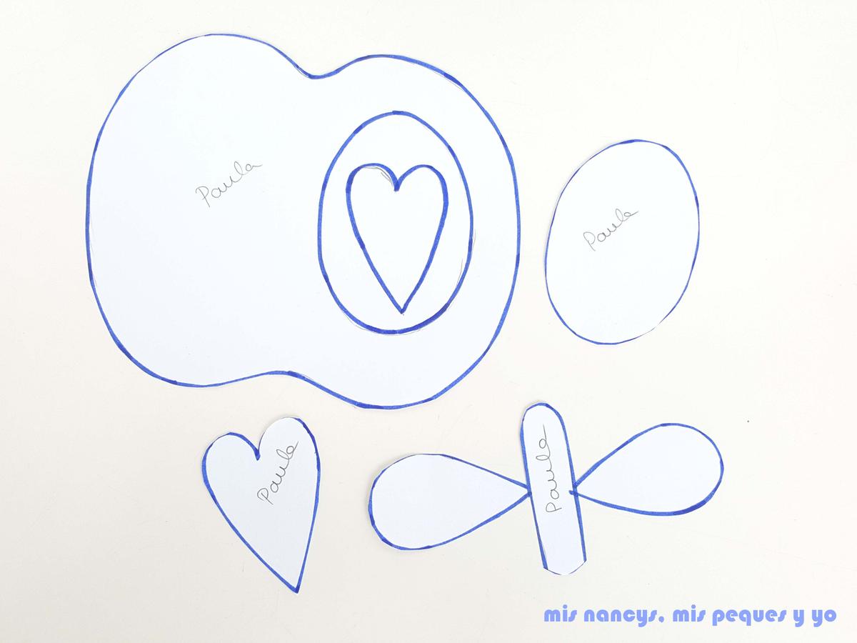 mis nancys, mis peques y yo, tutorial como personalizar camisetas, aplique de manzana, recortamos las piezas