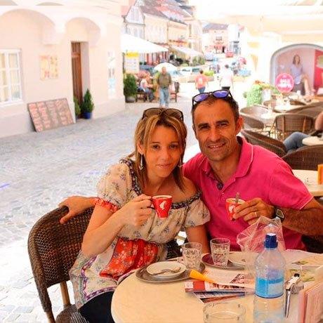 Tomando un café en Melk (Austria)