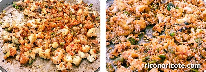 Arroz con coliflor y bacalao