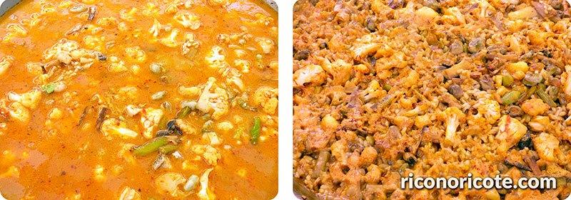 Arroz con coliflor y bacalao