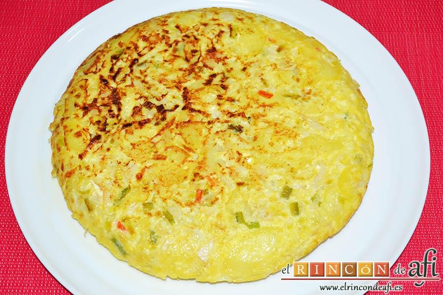 Tortilla de bacalao y puerros, sugerencia de presentación